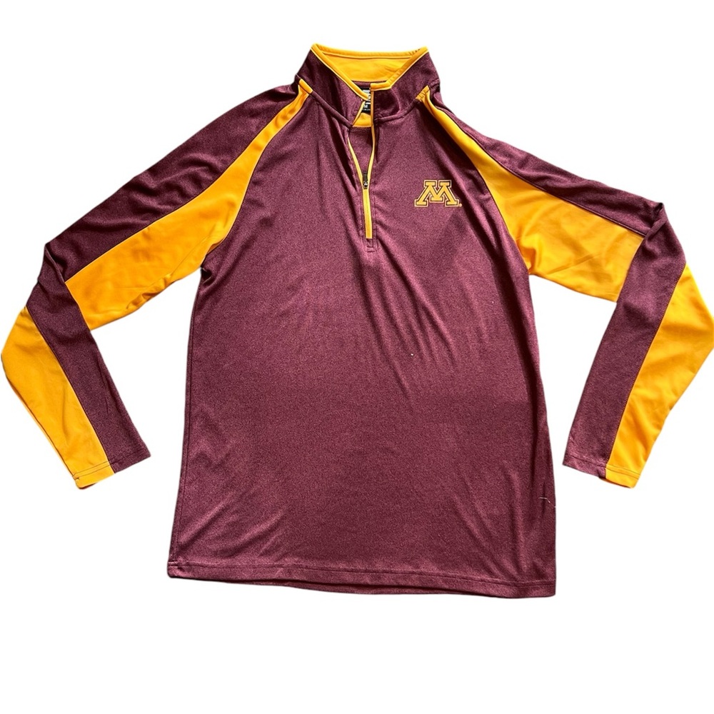 MINNESOTA GOLDEN GOPHERS COLOSSEUM‎ MENS 1/4 ZIP TOP Medium MAROON & YELLOW